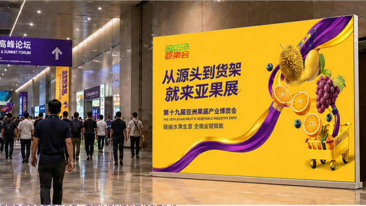 Example freestanding advertising panel beside the opening ceremony and forum area