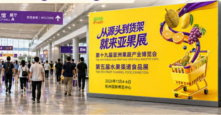 Example freestanding advertising panel in the exhibition hall foyer